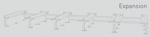 Pallet Stations: Expansion: stations in a row, sharing one beam between neighbours